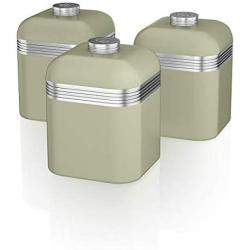 Swan SWKA1020GN Set of 3 Retro Storage Canisters, Green