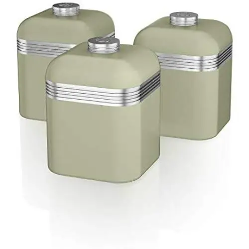 Ensemble de 3 boîtes de rangement rétro Swan SWKA1020GN, Vert Ensemble de 3 boîtes de rangement rétro Swan SWKA1020GN, Vert