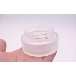 1Pcs 100ml/3.4oz Frosted Glass Cream Jar Bottle With Bamboo Lid and Inner Liner Empty Refillable Cosmetic Storage Container Pot For Travel DIY Makeup Sample Face Cream Lotion Lip Balm Serum Salve