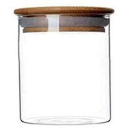 VASANA 1PCS 250ml/8.5oz Clear Glass Bottles with Natural Wood Cork Stopper - Empty Refill Kitchen Airtight Dry Food Storage Container For Flower Tea Dry Fruit Nuts Candy Seasoning And More