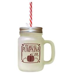 Maroon Pick Your Own Pumpkins 29? Lb Frosted Glass Mason Jar With Straw