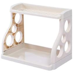 Double Layers Spice Rack, Seasoning Stand Holder Quality Plastic Kitchen Organizer Seasoning Jar Storage Shelf,Beige