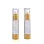 2PCS 50ml/1.7oz Empty Refillable Plastic Airless Vacuum Pump Press Bottle Lotion Dispenser with Eco Bamboo Lid and Bottom Portable Travel Cosmetic Containers Jar Pot Vial for Emulsion Essence Serum