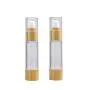 Deux Pots à Pompe à Air Vide en Plastique 1,7 oz avec Couvercle en Bambou pour Émulsion, Crème, Essence de Maquillage. Deux Pots à Pompe à Air Vide en Plastique 1,7 oz avec Couvercle en Bambou pour Émulsion, Crème, Essence de Maquillage.