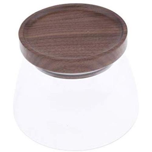 Dailymall Lebensmittel-Vorratsglas mit Walnussschütten für Tee, Kaffee, Gewürze – 500 ml
