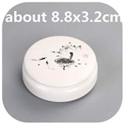 Mini Box Multi Function Ceramic Storage Jar Chinese Tea Canister Powder Cream Box Beauty Jewelry Box Small Things Storage Jars,Hetangyu 8.8X3.2Cm