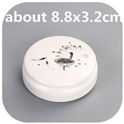 Mini Box Multi Function Ceramic Storage Jar Chinese Tea Canister Powder Cream Box Beauty Jewelry Box Small Things Storage Jars,Hetangyu 8.8X3.2Cm