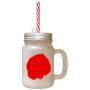 Red German Longhaired Pointer Silhouette Frosted Glass Mason Jar With Straw