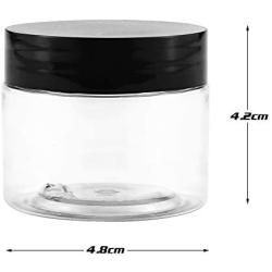 BcPowr 24 Pack Cosmetic Containers, Plastic Sample Containers with Lids with Inner Liners Leakproof Wide-Mouth Travel Containers Jars Pots for Toiletry Makeup Cream Liquid Slime (2oz, Black)