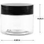 BcPowr 24 Pack Cosmetic Containers, Plastic Sample Containers with Lids with Inner Liners Leakproof Wide-Mouth Travel Containers Jars Pots for Toiletry Makeup Cream Liquid Slime (2oz, Black)