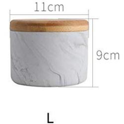 Chic Marble Pattern With Wood Cover Superior Minimalist Elegant Luxury Salt Sugar Storage Jar Home Organizer And For Cigarette,L Black White