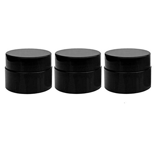 3PCS 5G Empty Refillable Upscale Cosmetic Cream Lotion Sample Bottles with Screw Lid Makeup Cosmetic Storage Holder Container Ointment Lip Balm Eyeshadow Pot Jar Vial Case (Black)