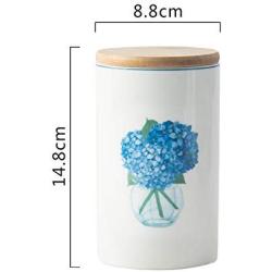 OnePine 600ml Food Storage Jar with Sealed Bamboo Lid, Flower Pattern Ceramic Coffee Canister for Tea Sugar Coffee Bean Nuts Grain