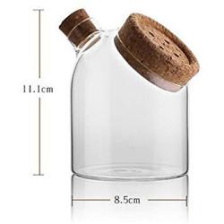 2pcs Food Storage Jar, Glass Kitchen Container Clear Transparent Coffee Tea Canisters with Cork Stopper 500ml 800ml