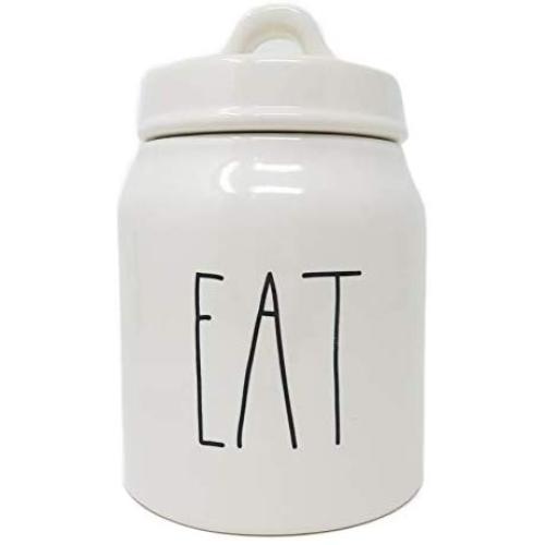 Rae Dunn By Magenta EAT Ceramic LL 6.5 Inch x 4.25 Inch Canister