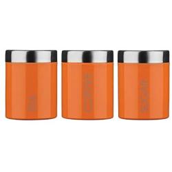 Premier Housewares Liberty Tea Coffee and Sugar Canisters-Set of 3-Orange