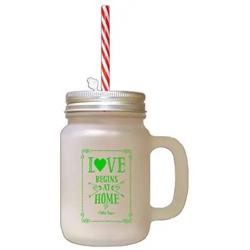 L'Amour Vert Commence à la Maison #1 Bocal en Verre Froissé avec Paille L'Amour Vert Commence à la Maison #1 Bocal en Verre Froissé avec Paille