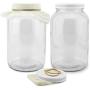 Two 1-Gallon Glass Kombucha Jars w/Cotton Cloth Covers & Plastic Lids for Storage after Brewing (2-Pack)