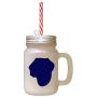 Navy Braque Du Puy Silhouette Frosted Glass Mason Jar With Straw