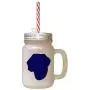 Navy Braque Du Puy Silhouette Frosted Glass Mason Jar With Straw