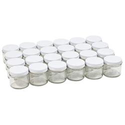 Pinnacle Mercantile 2 oz Glass Jars Containers Spice Straight Sided with White Metal Lids 24 ct case