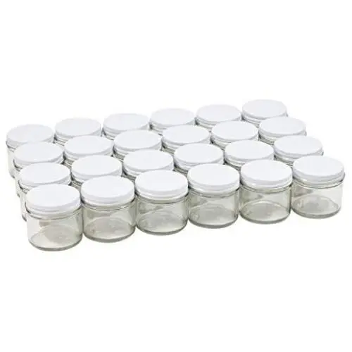 Bouteilles en verre Pinnacle Mercantile 2 oz (57 ml) Lignes Droites avec Couvercles Métalliques Blancs - 24 pièces par carton Bouteilles en verre Pinnacle Mercantile 2 oz (57 ml) Lignes Droites avec Couvercles Métalliques Blancs - 24 pièces par carton