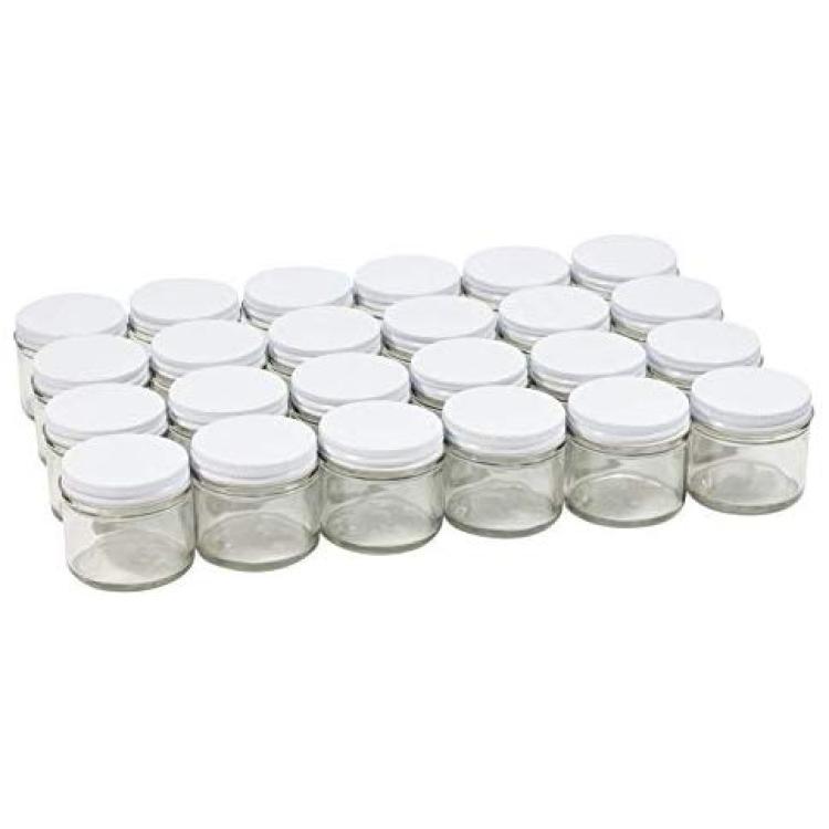 Pinnacle Mercantile 2 oz Glass Jars Containers Spice Straight Sided with  White Metal Lids 24 ct