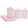 Home By Jackie X789 Set of 3 Metal Kitchen Food Storage Tin Canister/Jar/Container with Flower Lid (pink) Home By Jackie X789 Set of 3 Metal Kitchen Food Storage Tin Canister/Jar/Container with Flower Lid (pink)