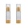 2PCS Empty Refill Portable Bamboo Plastic Airless Vacuum Emulsion Pump Bottle Jars Cream Lotion Make Up Sample Travel Packing Vials Cosmetic Toiletries Liquid Storage Containers(100ml/3.4oz)