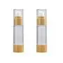 2PCS Leere Refillbare Bambus-Kunststoff Airless Vakuum Emulsion Pumpenflasche Beutel Cremelotion Make-up Proben Reiseverpackung Flaschen Kosmetische Flüssigkeit Lagerbehälter (100ml/3,4oz)