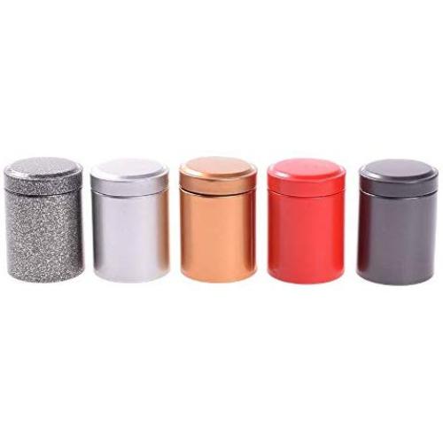 VEIREN 5 Pieces Metal Tea Canisters Sealed Sugar Candy Spices Jars Coffee Beans Bottles Round Seasoning Storage Container with Lids for Home and Kitchen, Multi-color