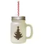 Arbre de Noël en verre marron n°6 avec pot de verre givré et pailles. Arbre de Noël en verre marron n°6 avec pot de verre givré et pailles.