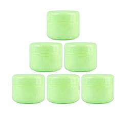 Pack of 6 3.4 Oz (100ml) Plastic Cosmetic Sample Jars with Inner Liners and Dome Lids Cosmetic Pot Case Empty Containers for Salves Creams Lip Balm Small Items Scrubs Oils Nail Accessories (Green)