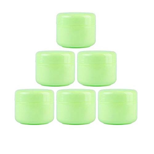Pack of 6 3.4 Oz (100ml) Plastic Cosmetic Sample Jars with Inner Liners and Dome Lids Cosmetic Pot Case Empty Containers for Salves Creams Lip Balm Small Items Scrubs Oils Nail Accessories (Green)