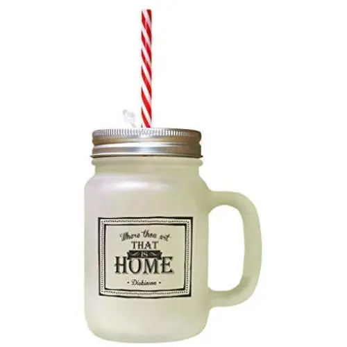 Black Where Thou Are That Is Home Frosted Glass Mason Jar With Straw
