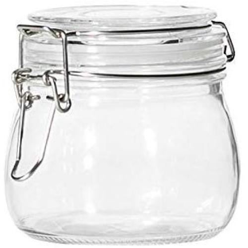 HOMELUNY Set of 4 Glass Airtight Jars Cereal Storage Container Jars Glass Storage Jars 500ML for Candy, Cookie, Rice, Sugar,Flour,Snacks Keeping Food Dry & Fresh