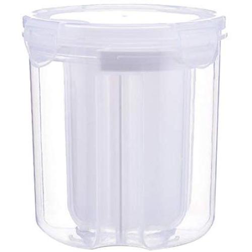 Storage Jar Transparent With Buckle, 4 Grids Rice Non Slip Moistureproof Sealed Can Rotary Anti Leakage Multifunctional Plastic Kitchen Food Container