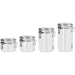 Oggi 4-Piece Acrylic Canister Set with Airtight Lids and Acrylic Spoons-Set Includes 1 each 28oz, 38oz, 59oz, 72oz