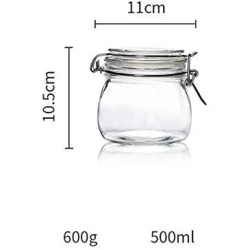 Glasbehälter mit Verschluss zum Trocknen von Obst, Lebensmitteln, Nüssen und Süßigkeiten – Küchen- und Haushaltslagertank, 500 ml