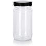 8 oz Clear PET Spice Bottle with Black Ribbed Cap (6 pack) + Labels