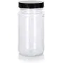 8 oz Clear PET Spice Bottle with Black Ribbed Cap (12 pack) + Labels