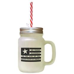 Black We Pledge Allegiance To The Flag Frosted Glass Mason Jar With Straw