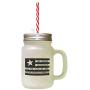 Black We Pledge Allegiance To The Flag Frosted Glass Mason Jar With Straw