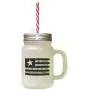 Black We Pledge Allegiance To The Flag Frosted Glass Mason Jar With Straw