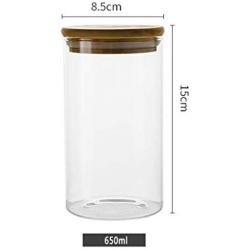 Sealed Glass Bottle Storage Jar Nordic Simple Kitchen Food Grains Transparent Tea Coffee Seal Storage Cans DELICATEWNN (Capacity : 650ml)