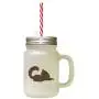 Brown Maine Coon Cat Silhouette #2 Frosted Glass Mason Jar With Straw Brown Maine Coon Cat Silhouette #2 Frosted Glass Mason Jar With Straw