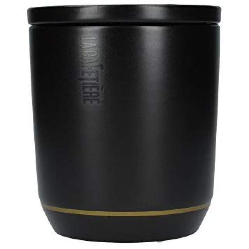 La Cafetière Edited Contemporary Ceramic Sugar/Coffee/Tea Canister with Lid, 8 x 8 x 12 cm (3" x 3" x 4.5") - Matte Black/Gold