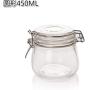HOMELUNY Set of 4 Kitchen Food Airtight Jars Round Clear Glass Storage Jars Storage Containers Enzyme Jars for Candy, Cookie, Rice, Sugar,Flour,Snacks Keeping Food Dry & Fresh Round 450ML