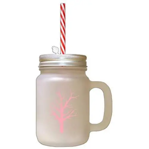 Rosahelle Baum #4 Gefrosteter Glas-Mason-Jar mit Strohstrohhalme