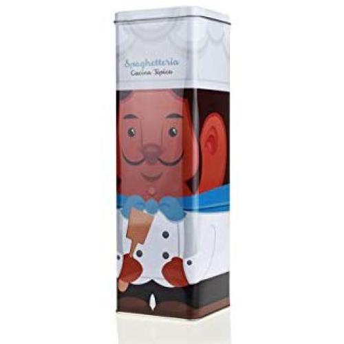 Nicoles Workshop&quotWorld Chef" Large Metal Spaghetti Jar Food Storage Canister,African Chef